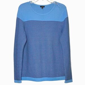Talbots Cashmere Blend Striped Sweater in Med/Dark Blue Women’s M